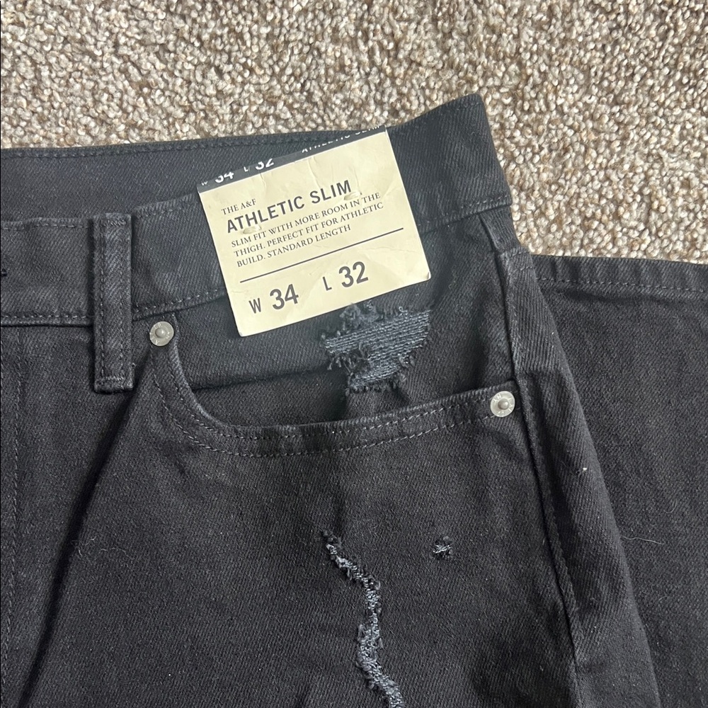 Abercrombie & Fitch Men's Slim Straight Black Jeans - Picture 3 of 6